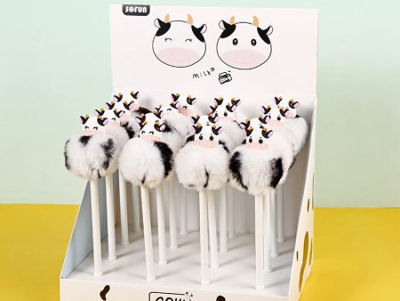 Wholesale 16pcs pack Plastic Cow Plush Pens Per Box Online Sale