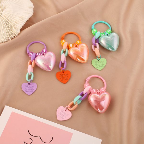 Wholesale Acrylic Color Heart Keychain Hot on Sale