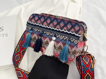 Wholesale Canvas Ethnic Style Cross Shoulder Small Square Bag Supply