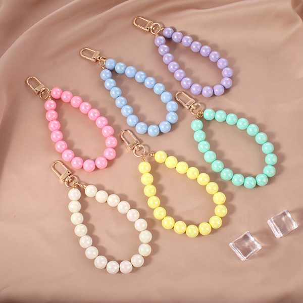 Wholesale Acrylic Colorful Beaded Keychain For Sale