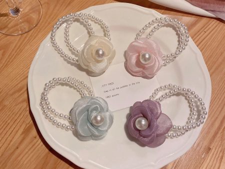 Wholesale Flower Artificial Pearl Cloth Hair Scrunchies Online