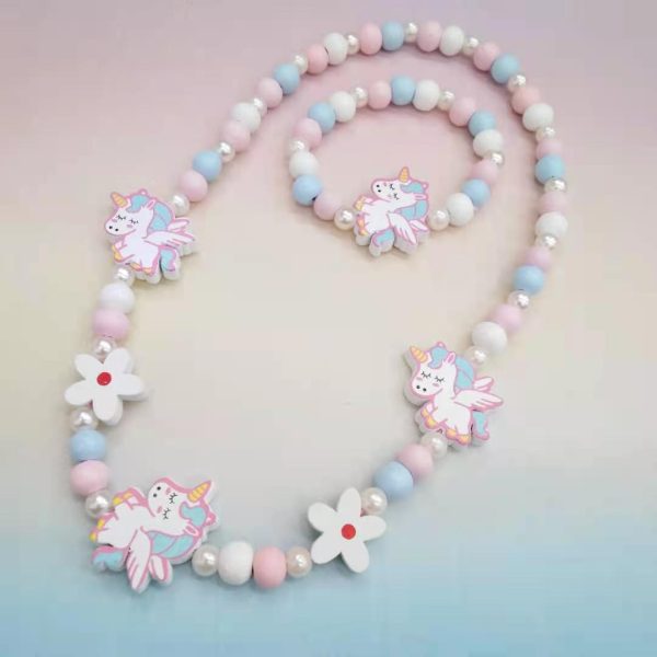 Wholesale 10PCS Kids Wooden Beaded Bracelet Necklace Set Discount