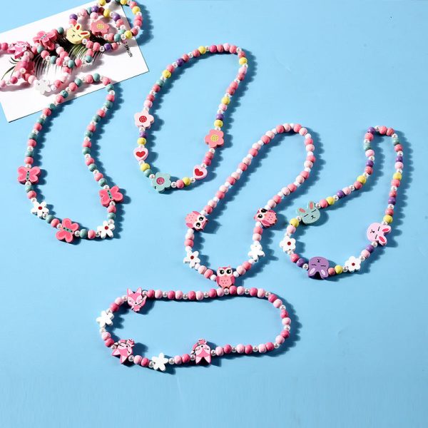 Wholesale 10PCS Kids Mixed Color Beaded Bracelet Necklace Set Online Hot Sale