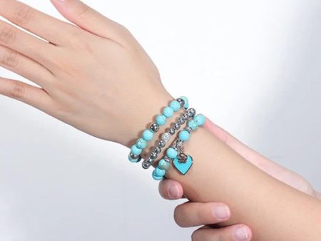 Wholesale Turquoise Heart Pendant Alloy Bracelet Online Sale