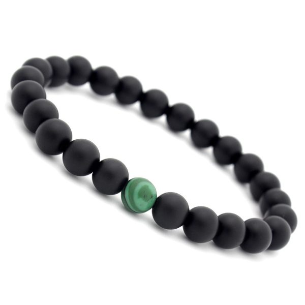 Wholesale 8mm matte black frosted stone malachite couple Bracelet For Sale